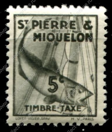 Сен-Пьер и Микелон 1938 г. • Iv# TT32 • 5 c. • треска • служебный выпуск • MNH OG VF