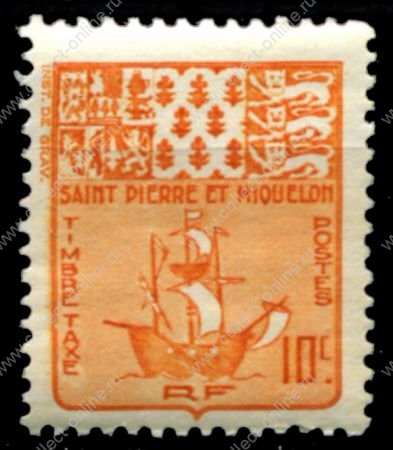 Сен-Пьер и Микелон 1947 г. • Iv# TT67 • 10 c. • парусник • служебный выпуск • MNH OG VF