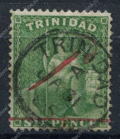 ТРИНИДАД 1882г. SC# 67 / 1d. на 6d. / USED F-VF