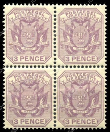 ТРАНСВААЛЬ 1895-6гг. SC# 156 / 3d. / MNH OG VF / ГЕРБЫ / кв. блок