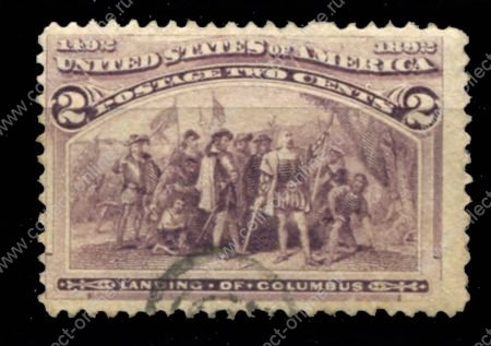 США 1893 г. • SC# 231 • 2 c. • Колумбова выставка • Высадка на остров • Used F-VF