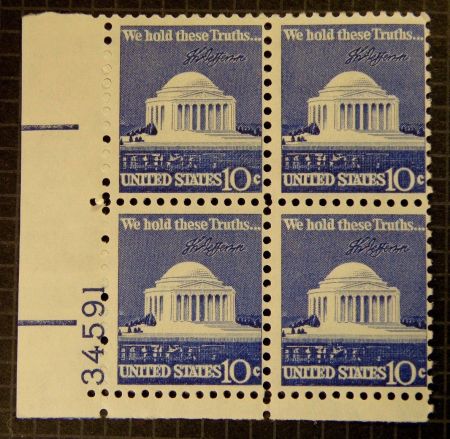 США 1973-4гг. SC# 1510 / 10c. / МЕМОРИАЛ ДЖЕФФЕРСОНА / MNH OG VF / АРХИТЕКТУРА / № кв. блок