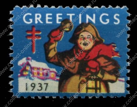 США РОЖДЕСТВЕНСКИЕ ЭТИКЕТКИ 1937г. SC# WX88 / СЦЕНКА / MNH OG F-VF