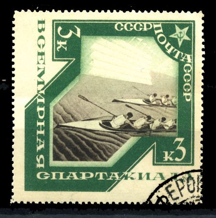 СССР 1935 г. • Сол# 502 • 3 коп. • Всемирная Спартакиада • гребля • Used(ФГ) OG VF 