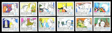 ВАТИКАН 1984-5гг. SC# 737-48 / ПАПА ИОАНН ПАВЕЛ II(ТУРНЕ ГОДА) / MNH OG VF / РЕЛИГИЯ АРХИТЕКТУРА