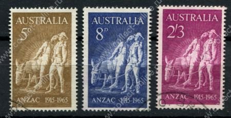 Австралия 1965 г. • Gb# 373-375 • 50 лет десанта в Галлиполи • полн. серия • Used VF