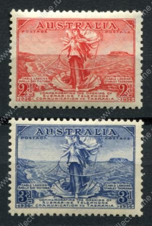 Австралия 1936 г. • Gb# 159-160 • 2 и 3 d. • Подводный телефонный кабель на Тасманию • полн. серия • MNH OG VF ( кат.- £ 8 )