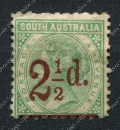 Южная Австралия 1891-1893 гг. • GB# 231 • 2½ на 4 d. • надпечатка нов. номинала • разновидность! перф. 10х12 • стандарт • MH OG VF ( кат. - £65++ )