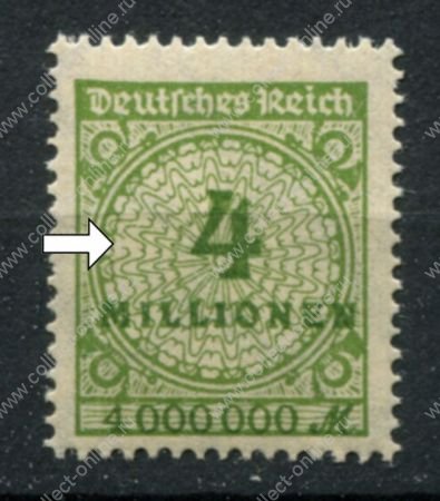 Германия 1923-1924 гг. • Mi# 316A PHT • 4 mln. M. • разновидность "разбитый узор" • стандарт • MNH OG XF ( кат.- €5+ )