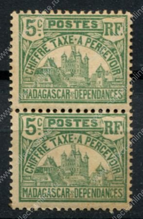 Мадагаскар 1908-1924 гг. • Iv# T10 • 5 c. • королевский дворец Антананариву • служебный выпуск • пара • MNH OG* F-VF