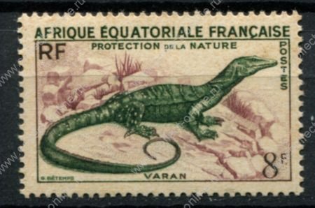 Французская Экваториальная Африка 1955 г. • Iv# 231 • 8 fr. • Охрана природы, варан • MNH OG F-VF