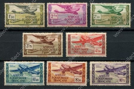 Французская Экваториальная Африка 1937 г. • Iv# A1-8 • самолёты • авиапочта • полн. серия • MNG/NH OG F ( кат.- €10 )
