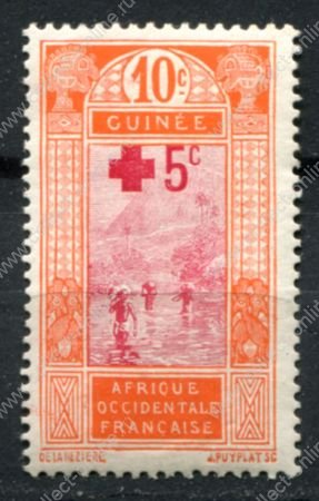 Французская Гвинея 1915 г. • Iv# 80 • + 50 c. • надпечатка доп. номинала • для Красного Креста • MLH OG VF ( кат. - €2 )