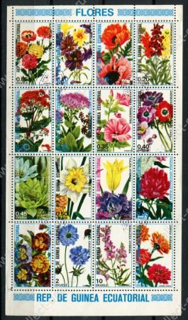 Экваториальная Гвинея 1974 г. • Цветы • мал. лист 16 марок • Used(ФГ) XF