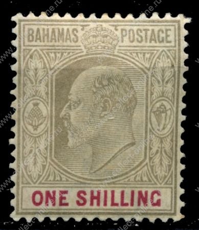 Багамы 1902-10 гг. Gb# 68 • 1sh. • король Эдуард VII • стандарт • MH OG XF ( кат.- £25 )