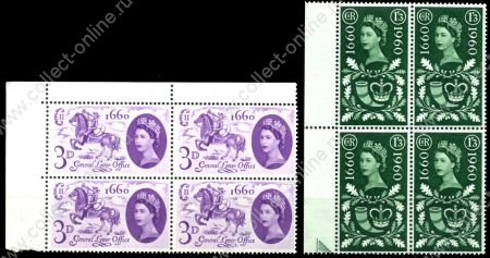 Великобритания 1960 г. SC# 375-6 • Юбилей Почты • MNH OG VF • кв. блоки