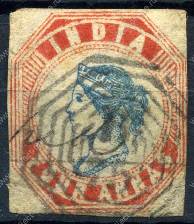 Индия 1854 г. • GB# 26 • 4 a. • Королева Виктория • стандарт • Used XF= (кат.- £800! )