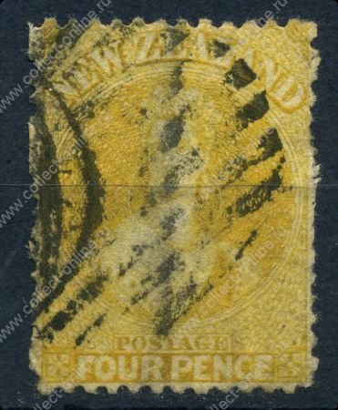 Новая Зеландия 1864-1867 гг. • GB# 120 • 4 d. • Королева Виктория • стандарт • Used VF ( кат.- £110 )