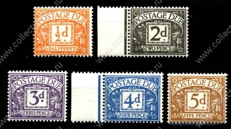 Великобритания 1954-5гг. GB# D40-44 / 1/2d. - 5d. / MNH OG VF-XF / кат. - £155.00