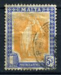 Мальта 1922-1926 гг. • Gb# 137 • 5 sh. • Женщины "Мальта" и "Британия" • Used F-VF ( кат. - £50 )