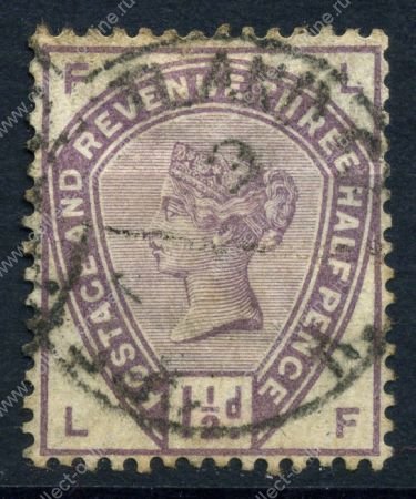 Великобритания 1883-1884 гг. • GB# 188 • 1 ½ d. • королева Виктория • стандарт • Used VF ( кат.- £45 )