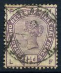 Великобритания 1883-1884 гг. • GB# 188 • 1 ½ d. • королева Виктория • стандарт • Used VF ( кат.- £45 )