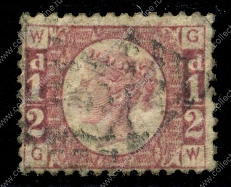 Великобритания 1870 г. • Gb# 49 pl. 19 • ½ d. • Королева Виктория • Used VF ( кат.- £55 )