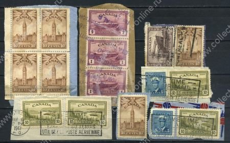  Канада 194х гг. • 5 c. .. $1 • вырезки ( 16 старых марок ) • Used F-VF ( кат.- $ 10+ )