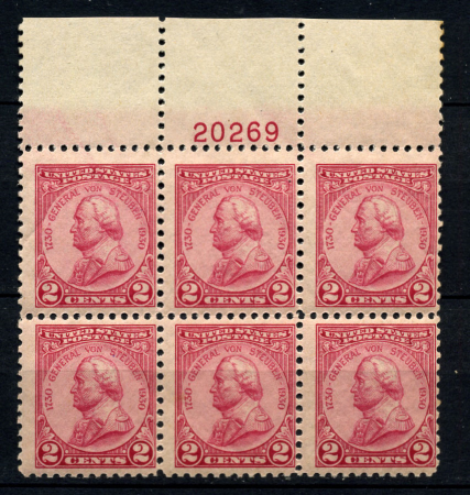 США 1930г. SC# 689 / 2c. БАРОН ФОН ШТУБЕ / MNH OG VF / № блок 6 марок