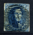 БЕЛЬГИЯ 1851-4гг. SC# 7 / 20с. USED F-VF