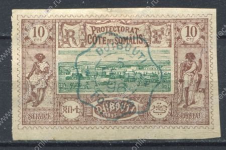 Берег Сомали 1894-1900 гг. • Iv# 10 • 10 c. • осн. выпуск • вид Джибути • Used(ФГ) XF ( кат.- € 11 )