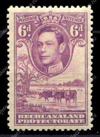 Бечуаналенд 1938-1952 гг. • Gb# 124 • 6 d. • Георг VI основной выпуск • коровы на водопое • MLH OG XF ( кат.- £7 )