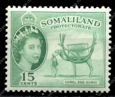 Сомалиленд 1953-1958 гг. • Gb# 139 • 15 c. • Елизавета II основной выпуск • верблюд-грузовик • MH OG VF