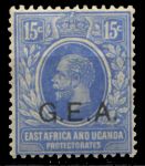 Танганьика 1917-1921 гг. • Gb# 51 • 15 c. • Георг VI • надп. "G.E.A." • стандарт • MH OG VF