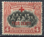 Северное Борнео 1918 г. • Gb# 238 • 4 + 4 c. • надп. доп. номинала для Красного Креста • благотворительный выпуск • Used VF ( кат. - £5 )