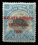 Северное Борнео 1922 г. Gb# 263b • 10 c. • Выставка "Малайя-Борнео" • надпечатка • перф. 15 • MNH OG XF ( кат. - £50 )