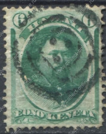 Гаваи 1864-1866 г. • SC# 33 • 6 c. • король Давид Калакауа • Used VF ( кат. - $10 )