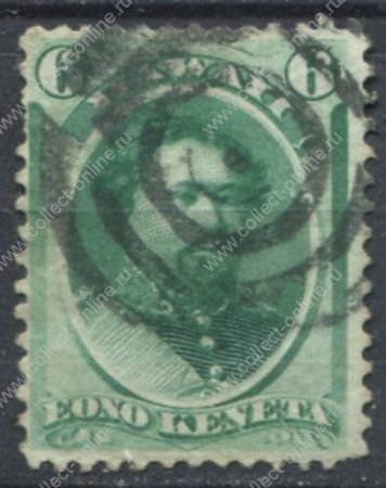 Гаваи 1864-1866 г. • SC# 33 • 6 c. • король Давид Калакауа • Used VF- ( кат. - $10 )