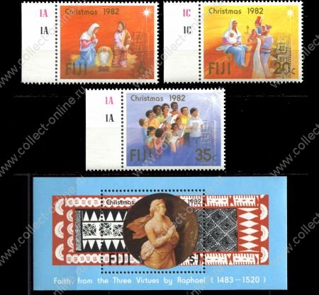 Фиджи 1982 г. • SC# 477-80 • 6 c. - $1 • Рождество • MNH OG XF+ • полн. серия + блок