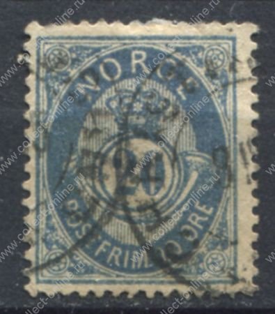 Норвегия 1882-1893 гг. SC# 44a • 20 o. • цифра в почтовом рожке • стандарт • Used VF ( кат.- $25 )