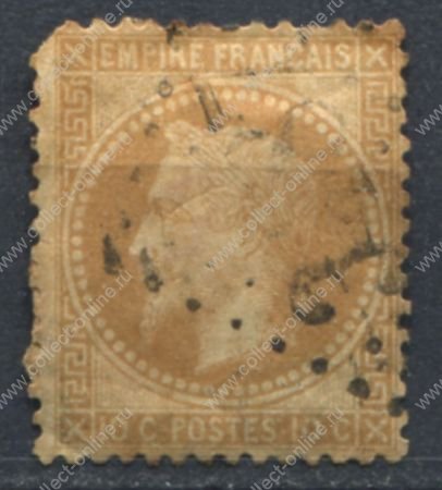 Франция 1863-1870 гг. • Sс# 32 • 10 c. • Император Наполеон III • стандарт • Used F-VF ( кат.- $8 )
