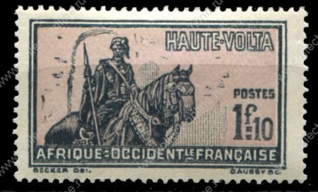 Верхняя Вольта 1928 г. • Iv# 59 • 1.10 fr. • осн. выпуск • конный воин • MH OG VF ( кат. - €3.50 )