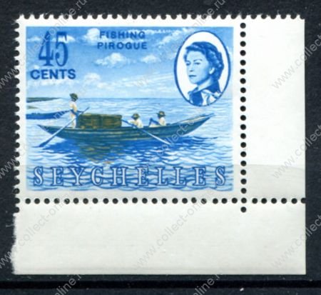 Сейшелы 1962-1968 гг. • GB# 203 • 45 c. • Елизавета II • осн. выпуск • индейская пирога • MNH OG XF+