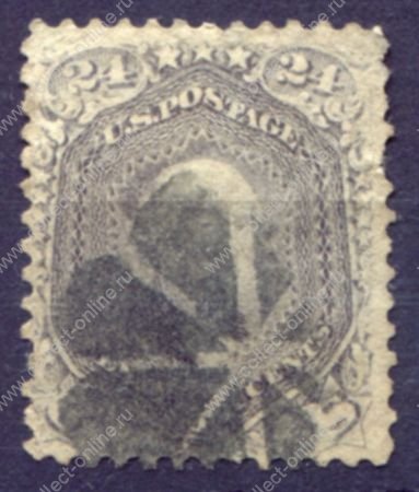 США 1861-1866 гг. • SC# 78b • 24 c. • Джордж Вашингтон • серая • USED F-VF ( кат. - $400 )