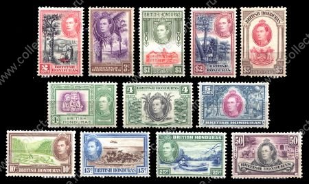 Британский Гондурас 1938-1947 гг. • Gb# 150-61 • 1 c. - $5 • Георг VI • осн. выпуск • полн. серия(12 марок) • MNG F-VF ( кат. - $250- )