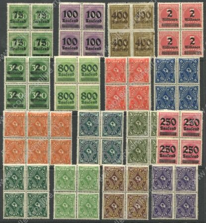 Германия 1920-1923 гг. • Инфляция • подборка 16 марок в кв. блоках • MNH OG VF