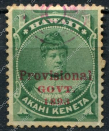Гаваи 1893 г. • SC# 55 • 1 c. • надп. местного правительства • принцесса Лайклики • Used XF