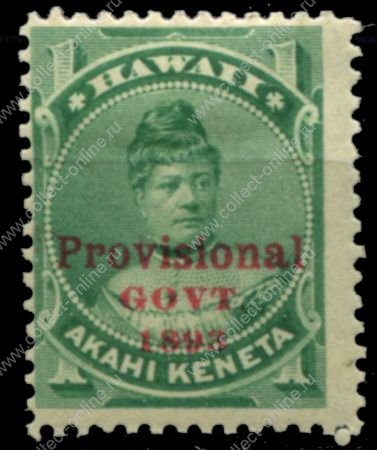 Гаваи 1893 г. • SC# 55 • 1 c. • надп. местного правительства • королева Лилиуокалани • MH OG VF+