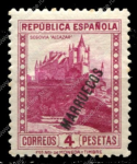 Испанское Марокко 1933-1934 гг. • Sc# 142 • 4 pt. • надп. на марке Испании • крепость Алькасар(Сеговия) • MH OG VF