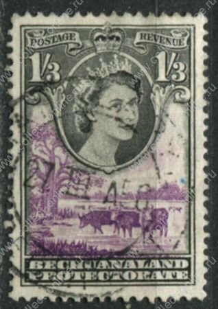 Бечуаналенд 1955-1958 гг. • Gb# 150 • 1s.3d. • Елизавета II • основной выпуск • коровы на водопое • Used VF ( кат.- £10 )